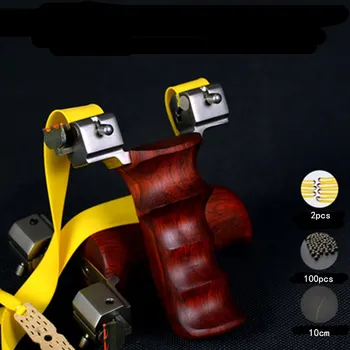 

Hunting slingshot stainless steel head shot wooden handle shot 190 grams with flat rubber band 2019 new