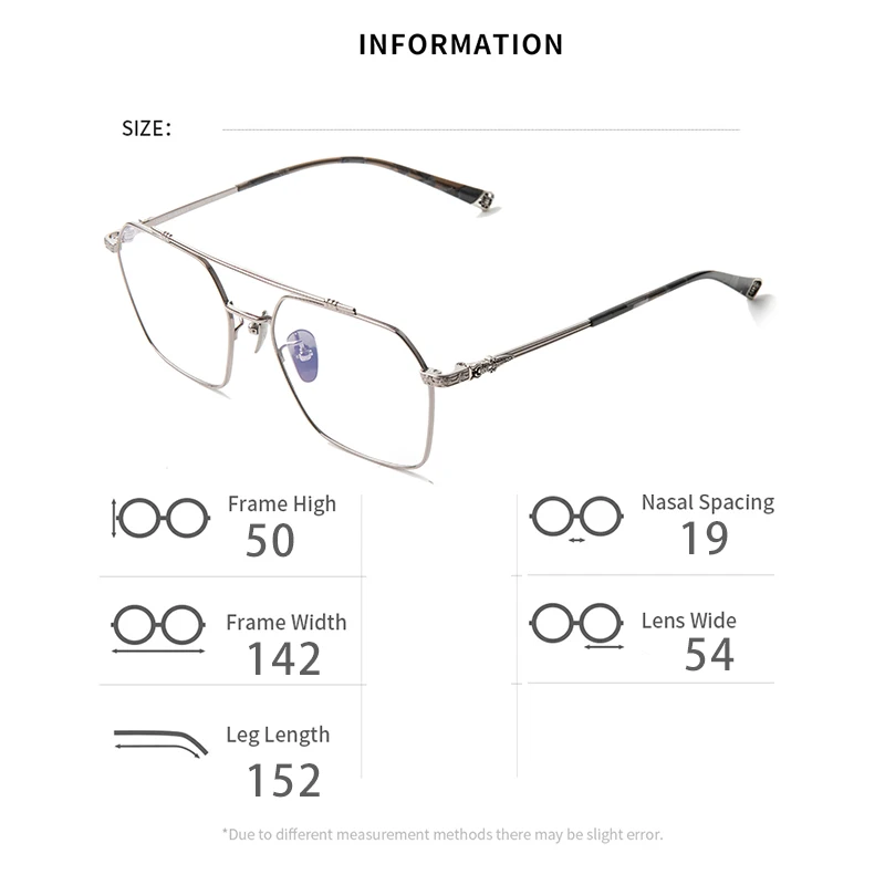 JIANDAN Men and Women Anti-Blue Light Wild Double Beam Irregular Large Frame Glasses Frame Equipped With Myopia Prescription