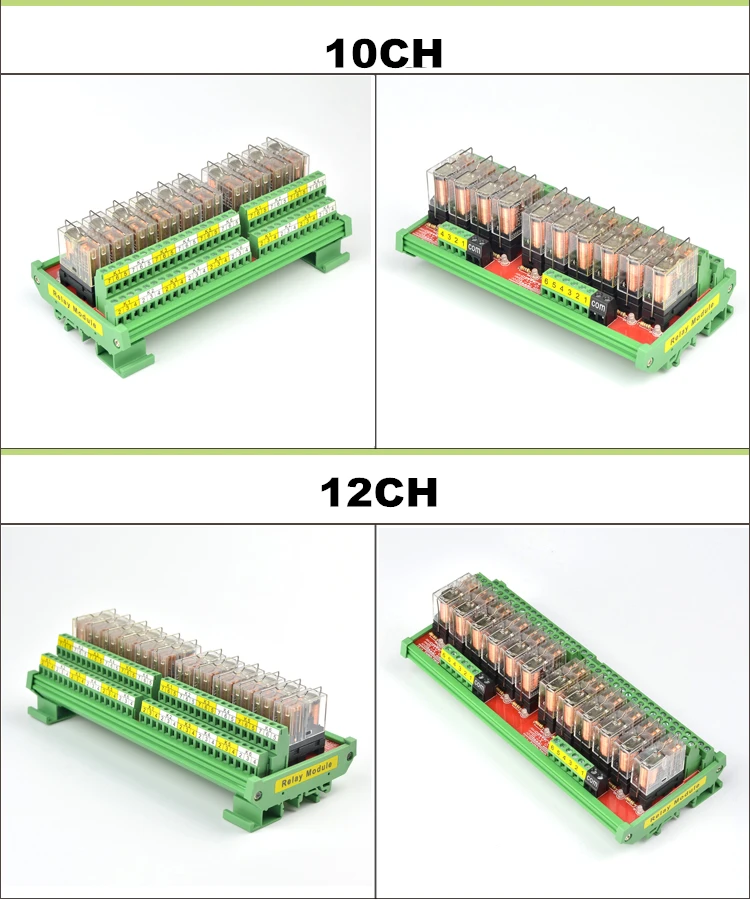 Módulo de Relé Montagem do Painel 2no + 2nc Canais Dpdt Interface 12 - 24vdc Din Trilho Pnp Npn Compatível 16 5a 7 16 canais dpdt interface módulo de relé