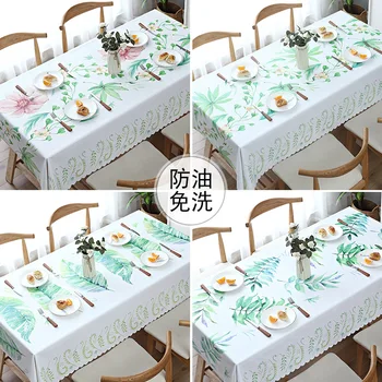 

PVC tablecloth waterproof anti-scald tablecover oil-free disposable Japanese and Korean small fresh plant printed tablecloth