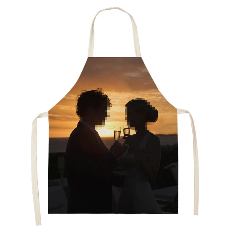 Silstar Tex Customized Photo Aprons Kitchen Linen Apron For Man Woman Crafts Baking Chefs Kitchen Cooking BBQ Drop shipping
