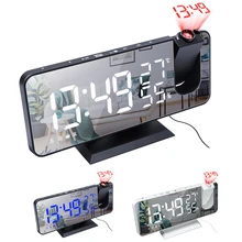Digitale Projectie Wekker Usb Fm Radio Dimmer Timer Backlight Led Projector Wake Up Klok Met Temperatuur Thermometer