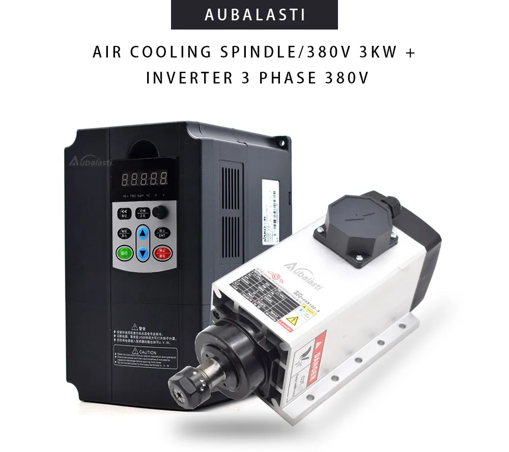 Aubalasti 3KW воздушный охлаждающий шпиндель 380V 7A + инвертор 3 фазы 380V 4KW ток 9A для фрезерного станка с ЧПУ
