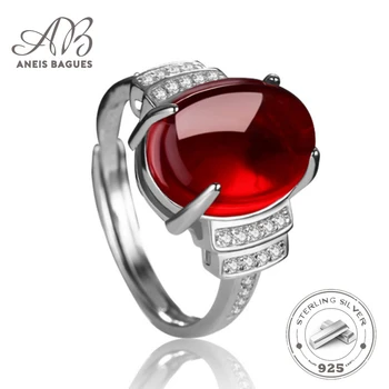 

Aneis Bagues green Red Agate Gemstone 925 Sterling Silver Rings For Women Wedding Bands Engagement Gift Fine Jewelry Party Gift