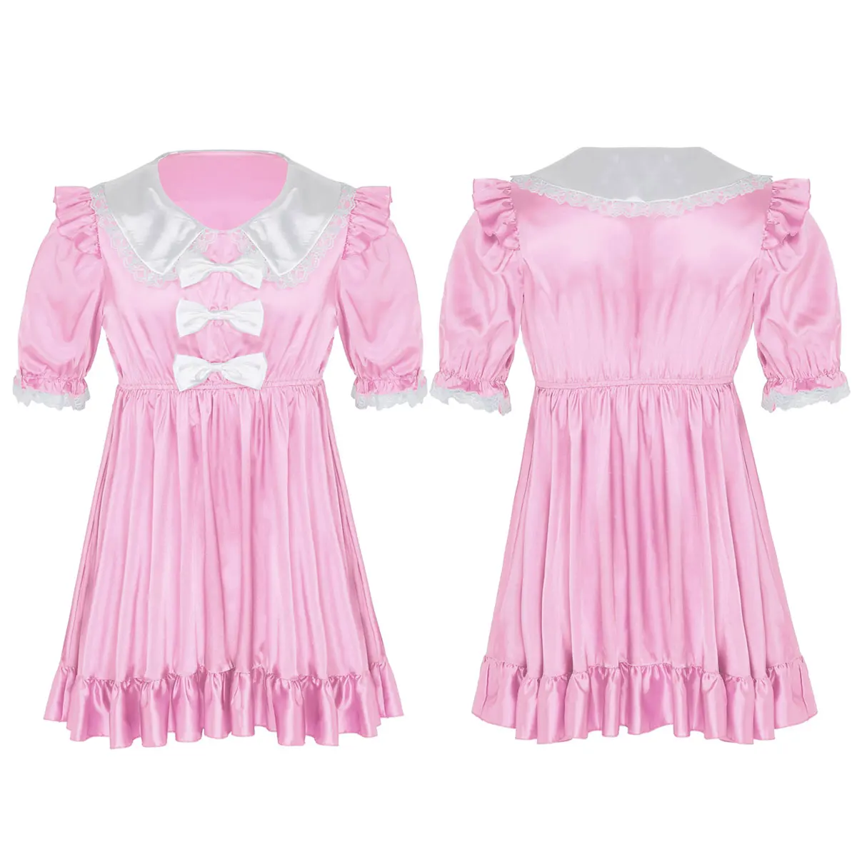 Pink Мужское нижнее белье Sissy Платье Сисси мягкий атласный, высокий, низкий Crossdress нижнее белье платье с поясом ночное белье Гей Нижнее белье для вечеринки - Цвет: Pink
