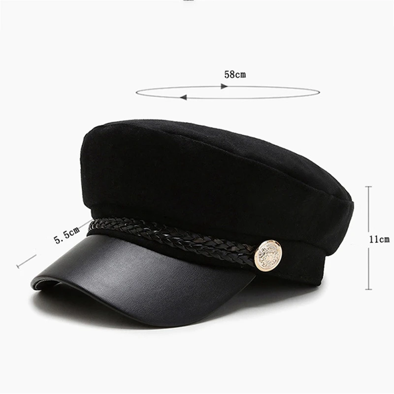 Береты Gorras шерстяная темно-синяя шапка шерстяная газетная Кепка s модные черные однотонные шапки в стиле милитари с золотыми цепочками