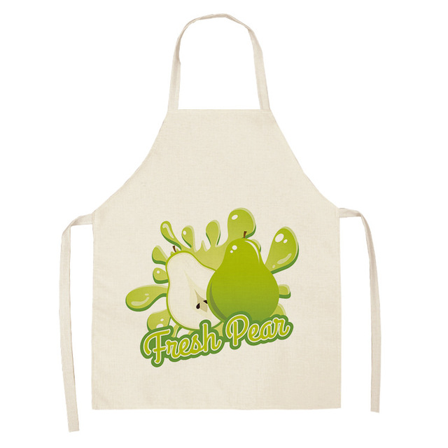 Fruit Pattern Linen Hand Wipe Sleeveless Waist Apron Home Decor Kitchen Baking Cleaning Tool Anti-stain Dining Workwear