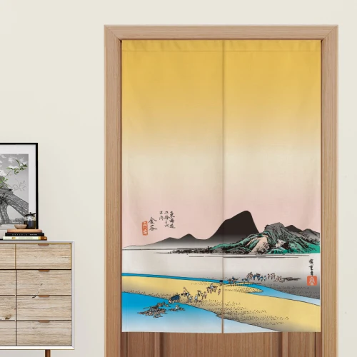 04 Японская дверь Ukiyo-e, занавеска для кухни, занавеска для спальни, перегородка, занавеска для туалета, половина занавески, фэн-шуй, занавеска Норен - Цвет: 04