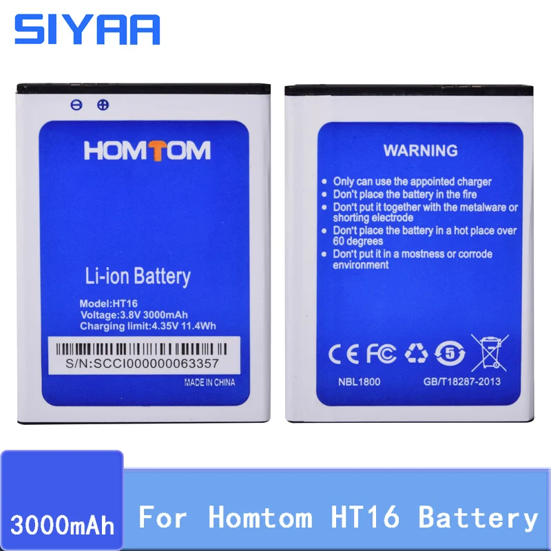Оригинальный SIYAA HT16 Батарея для HOMTOM Pro большой Ёмкость 3000 мАч Замена батареи 3 8 V