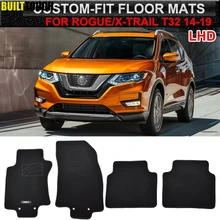 4 шт. для Nissan Rogue X-Trail, T32- для леворульных автомобилей изготовленный на заказ автомобильный коврик коврики ковровое покрытие нейлон спереди и сзади