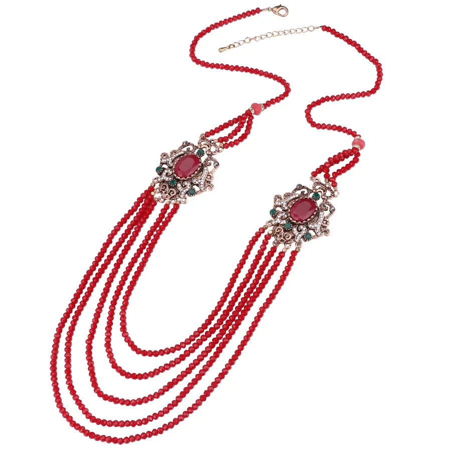 

Ethnic Beads Necklace for Women Bohemia Chain Necklace Natural Stone Collares De Moda 2019 Multilaminate Necklace