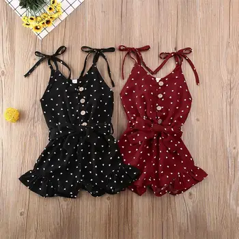 

European and American children's clothing 2019 summer new girls ice silk print suspenders jumpsuit (1-5T)