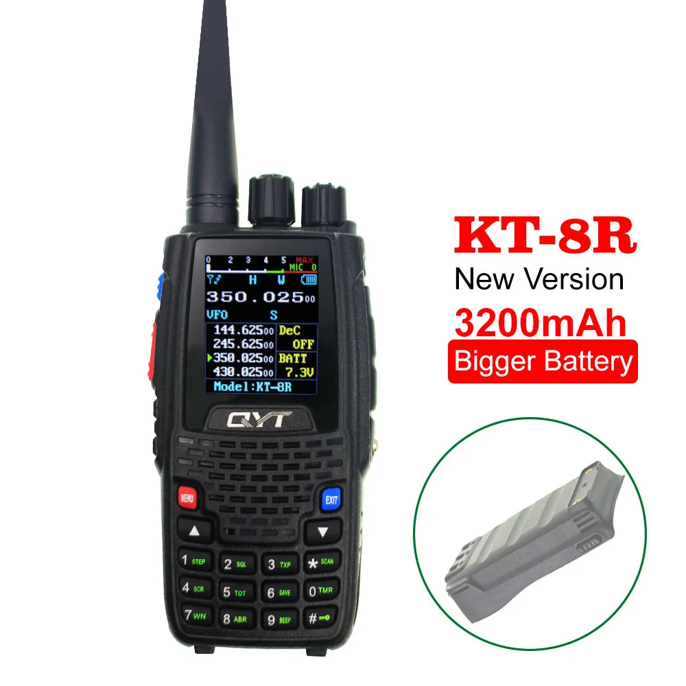 QYT KT 8R Walkie Talkie 5W 3200mAh Quad Band Handheld amate Radio Station intercom KT8R Color Display FM transceiver|Рации| |