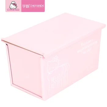 

CHEFMADE Hello Kitty Kitchen Non-stick Sliding Cover Toast Box Household Rectangular Bread With Toast Mold Box 450g Baking Mold
