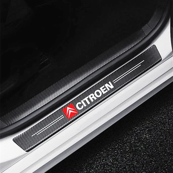 

Car styling 4PCS Door Carbon Fiber Sill Scuff Plate Decor Sticker For Citroen C1 C2 C3 C4 C5 C6 C8 C4L DS3 DS4 DS5 DS5LS DS6