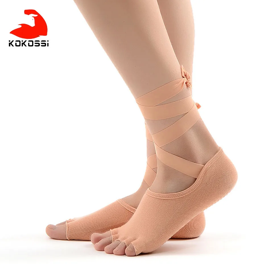 

KoKossi Lace Open Toe Yoga Socks Breathable Soft Skin-friendly Dance Socks Non-slip Harmless Elasticity Yoga Fitness Socks