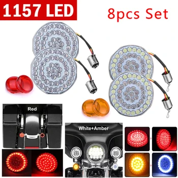 

1157 LED Front&Rear Bullet Turn Signal Light Red + Cover For Harley Motorcycle