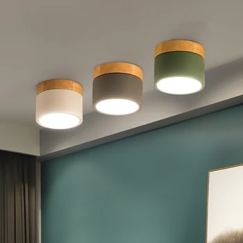 

10PCS Macaroon Iron+Wood LED Ceiling Light 5W 12W Surface Mount Ceiling Spot Light for Bar Kitchen