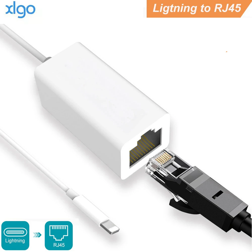 Проводной сетевой адаптер Lightning RJ45 Ethernet LAN кабель 100 Мбит/с для путешествий за