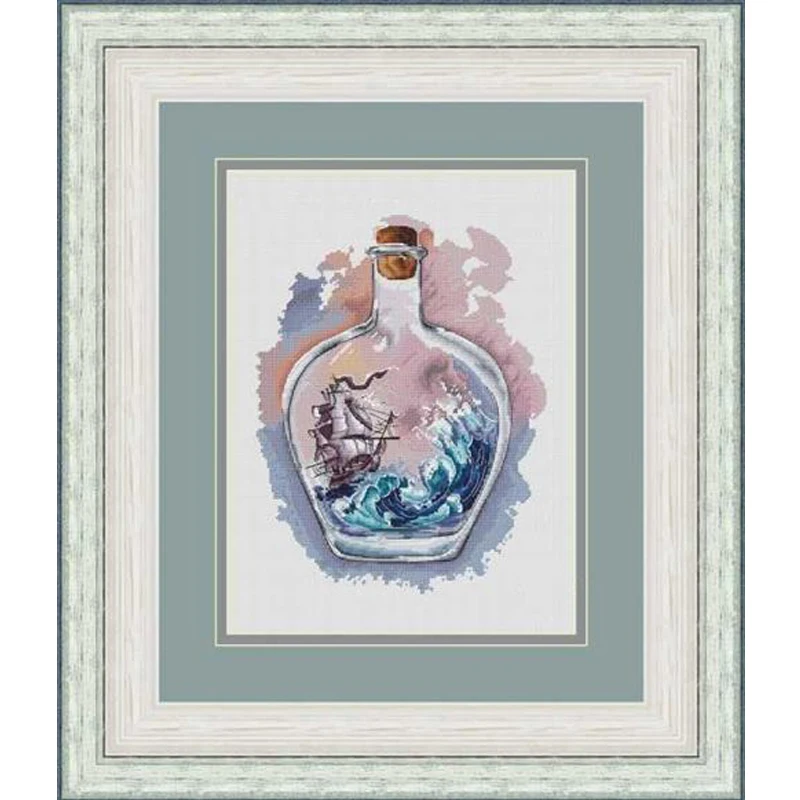 A Ship Sailing in Bottle Vessel Trip on Sea Ocean