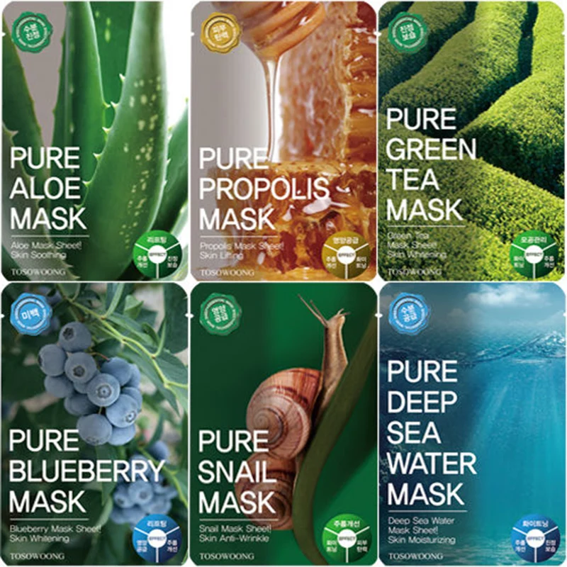 TOSOWOONG Pure Mask Pack 1 2 шт маска для лица средство для устранения черных точек увлажнение(2 шт из 6 типов) Корейская косметика