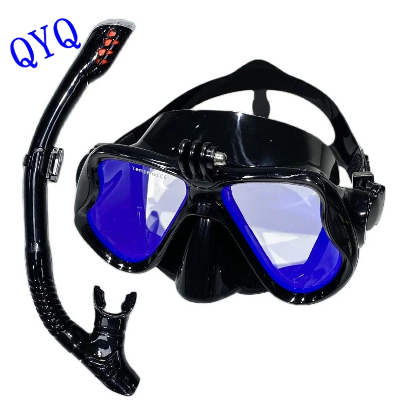 Floating diving lung diving package mask silicone skirt three-lens adult panoramic full dry diving mask Floating diving lung di