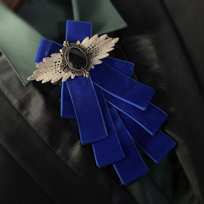 Британский женский мужской воротник рубашка украшение бархатная одежда галстук-платок галстук для свадебной вечеринки сплав Стразы галстук-бабочка - Цвет: Handmade Bow Tie