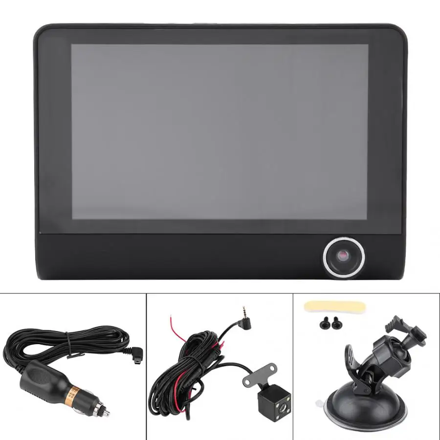 DVR камера 4 дюйма 1080P HD 3 объектива Автомобильный видеорегистратор Видео вождения рекордер Dash камера заднего вида камера ночного видения автомобильные аксессуары