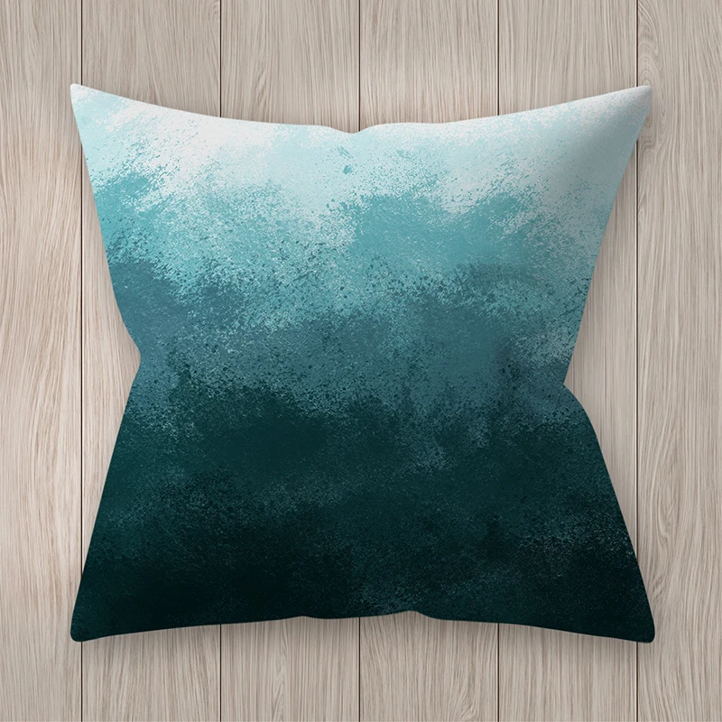 New Blue Teal Print Green Leaves Polyester Pillow Case Waist Soft Pillowcase Throw for living Sleep 45*45cm - Цвет: 12