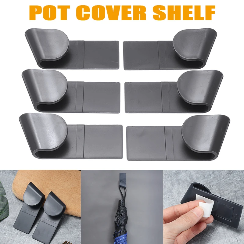 

6Pcs/Set Wall-Mounted Pan Lid Cover Rack Houseware Pot Lid Holder Organizers Storage Lid Rack Hanging Holder Kitchen Utensils