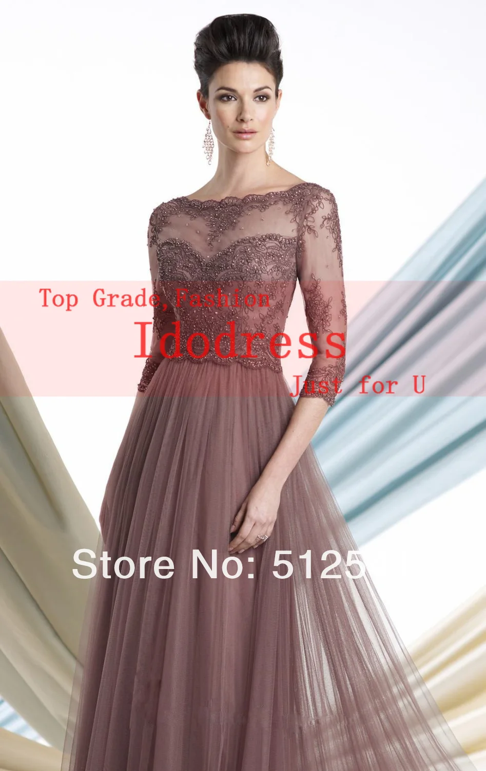 Vestido de madrinha элегантное вечернее платье 3/4 с рукавами, платья для матери невесты, Топ бренд, круглый вырез, кружево