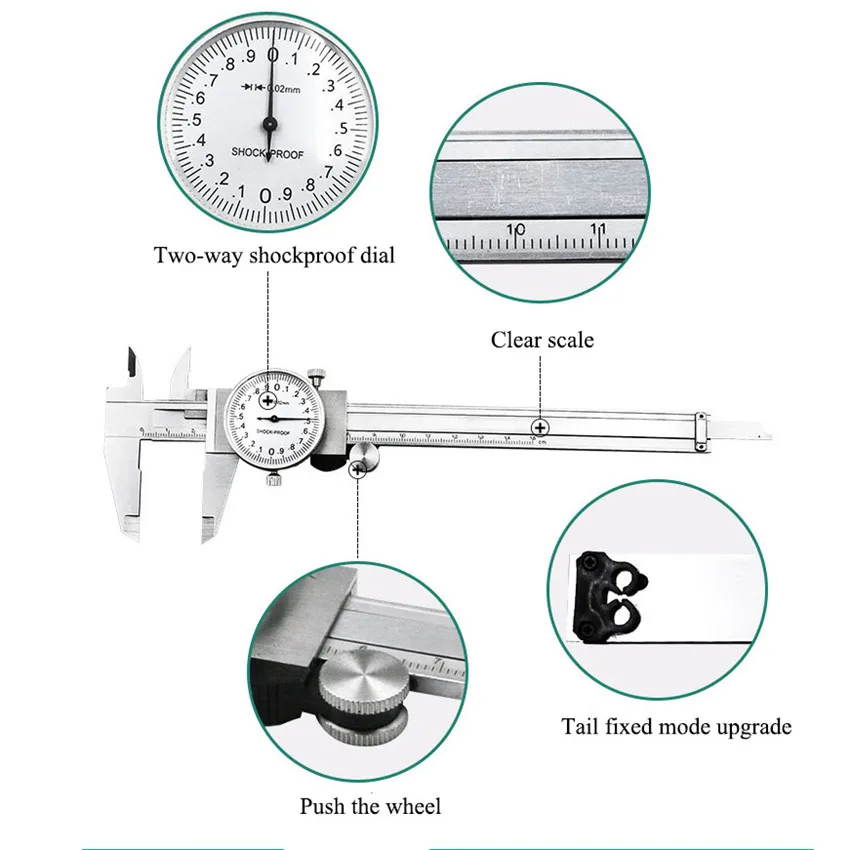 0150mm Shockproof Dial Calipers High Precision Vernier Caliper Outer