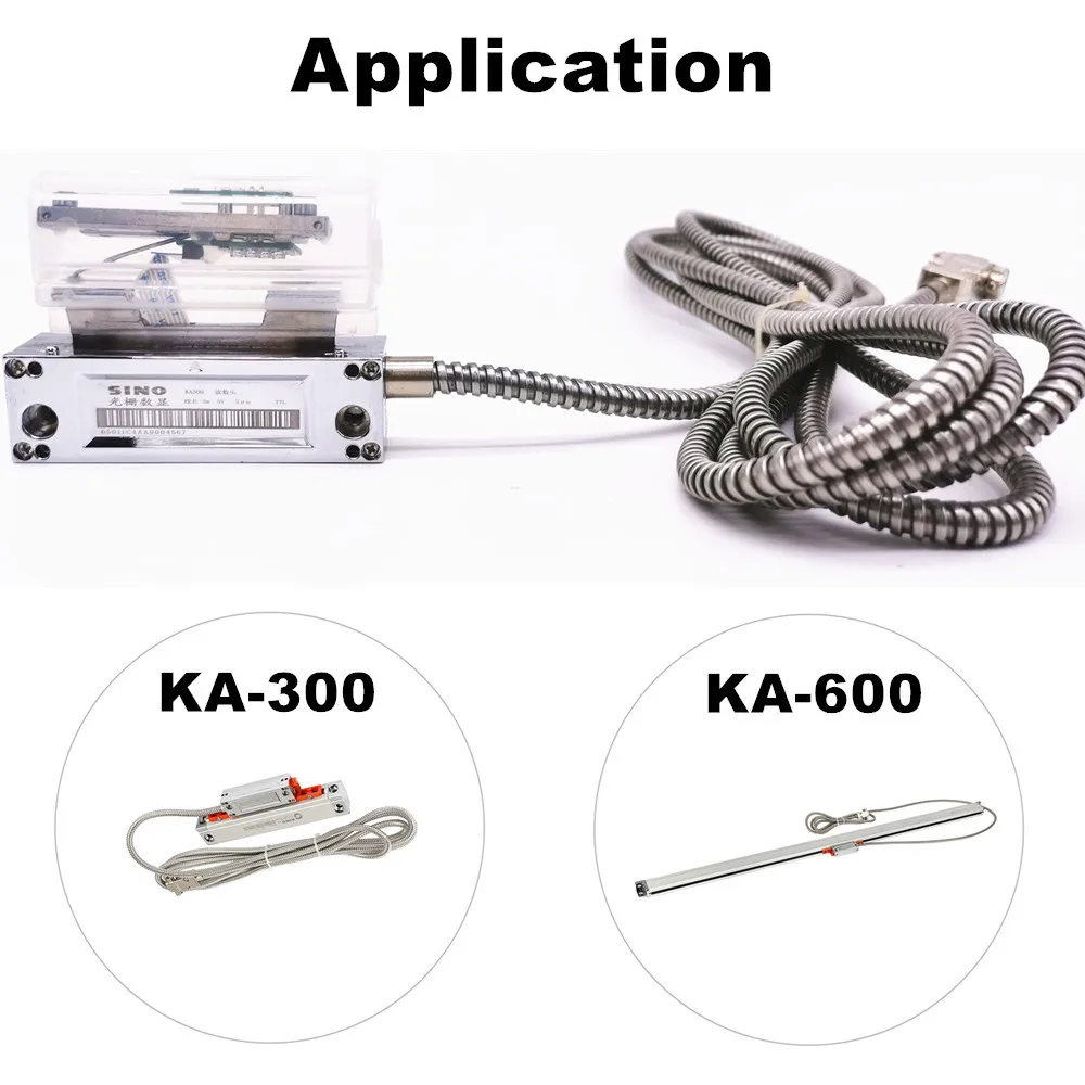 Sino KA300 KA600 Linear Scale Optical Encoder Reading Head 0.005mm 0.001mm KA-300 KA-600 Ruler Moving Reader with 3 Meters Cable