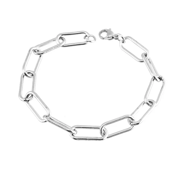 Long O Steel Серебряный/золотой браслет с монетами из нержавеющей стали для женщин, металлическая цепочка с замком, браслет, тяжелый женский браслет - Окраска металла: Long O Steel
