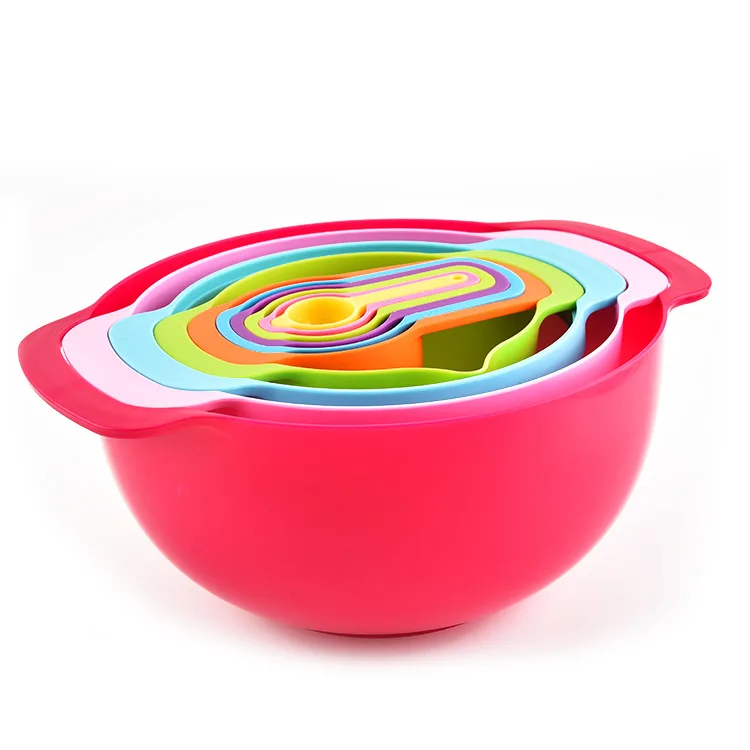 US $20.51 Creative Baking Measuring Cup Bowl Modern Simple Plastic Color 10 Piece Set With Scale Measuring Spoon Household Kitchen Tool