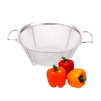 

Mesh Strainer with Handle Stainless Steel Draining Rinsing Washing Basket Vegetables Fruits Draining Tool Rice bowl fruit basket