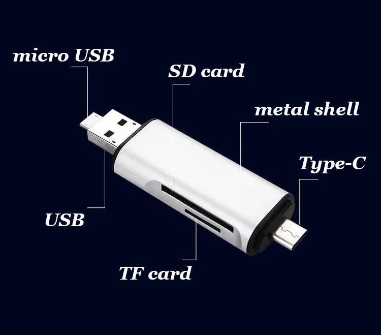 3 в 1 Многофункциональное USB 0 A Micro Type C устройство для чтения карт SD TF разъем ПК Android