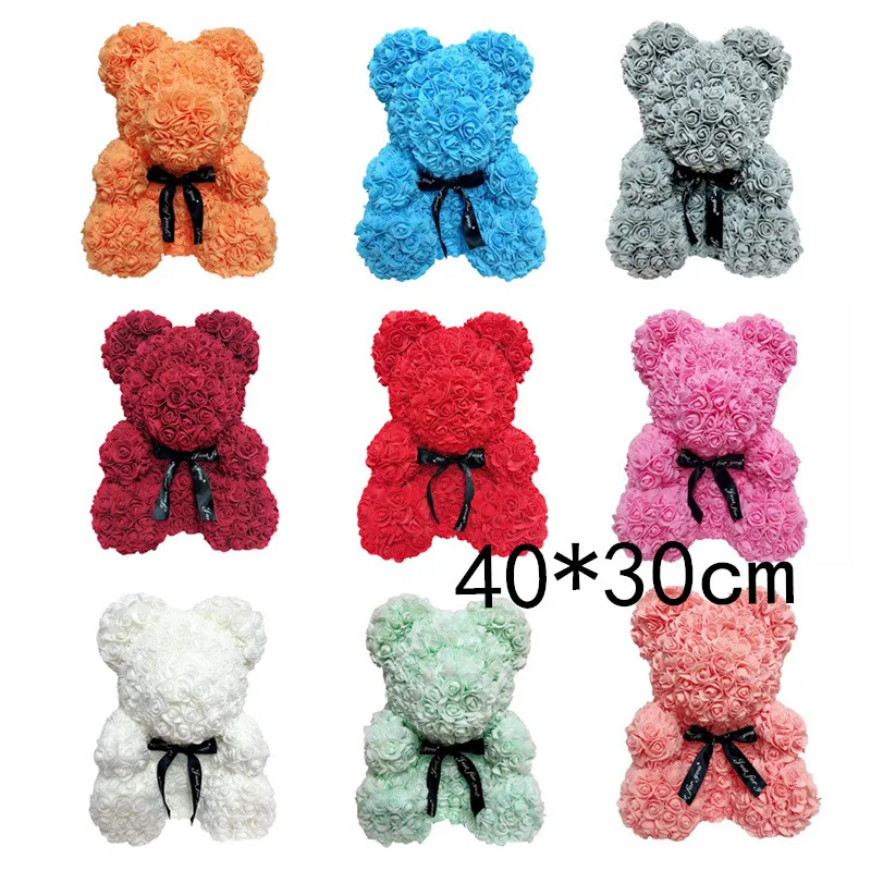 Горячая продажа 40 см bigTeddy медведь розы Искусственные цветы PE розовый для женщин