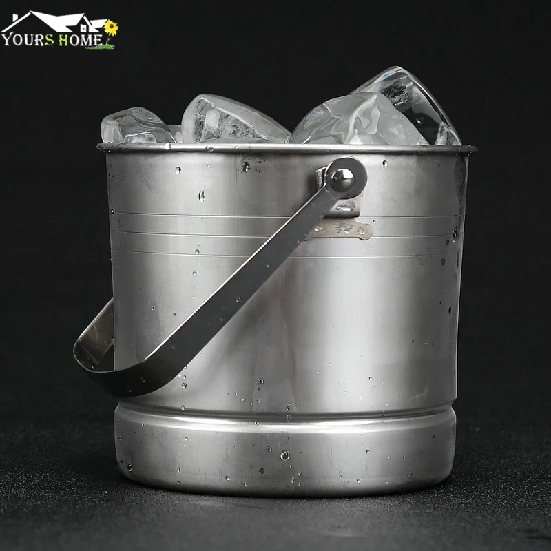 

1.5L Stainless Steel Ice Bucket Wine Champagne with Strainer & Ice Tong Barware