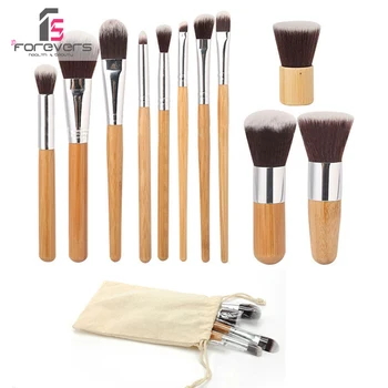 

11pcs Natural Bamboo Makeup Brushes Foundation Blending Brush Tool Set Make Up Brush Set Blush Brush Eyebrow Eyelash Brush
