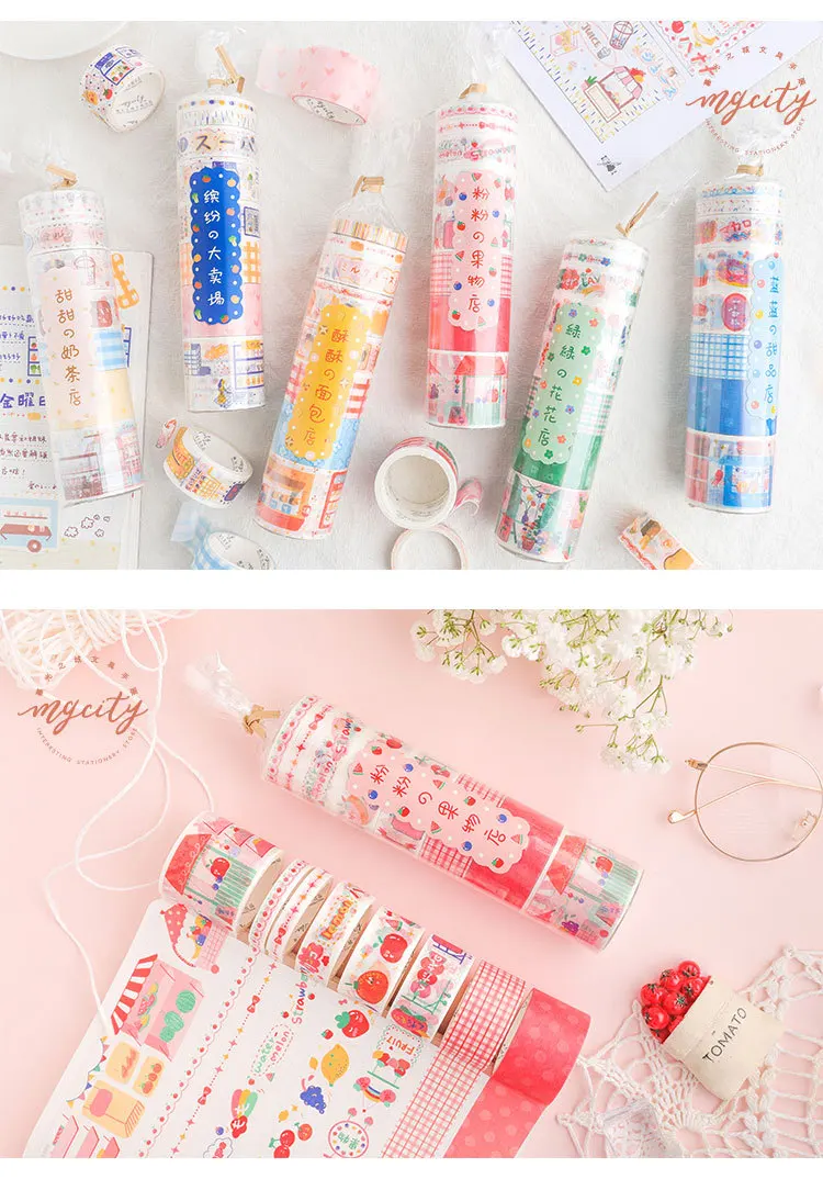 6 рулонов/Набор Kawaii закусок магазин серии маскировки васи лента дневник DIY декоративная японская самоклеящаяся лента милые канцелярские наклейки