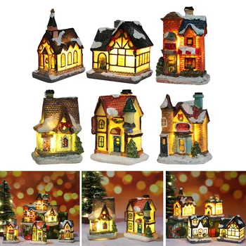 

Christmas Church Village Lit House LED Lighted Mini House Christmas Collectible Battery Operated Christmas Xmas Landscape Decor