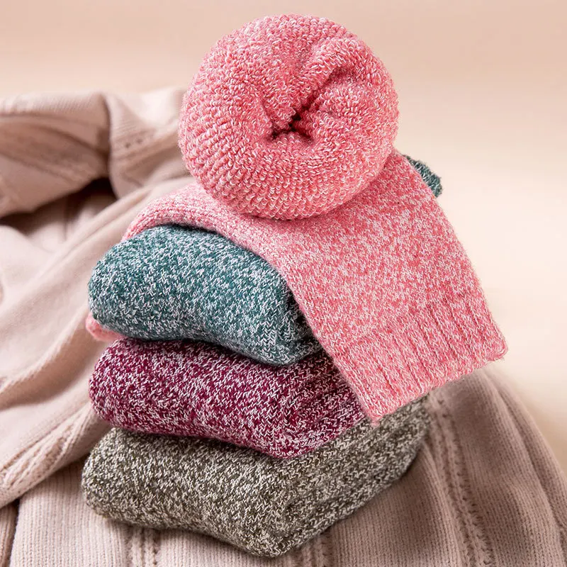 Новинка, зимняя женская обувь, украшенная специальная толстая теплая одноцветная модная повседневная одежда из шерсти материал Носки 3 пары