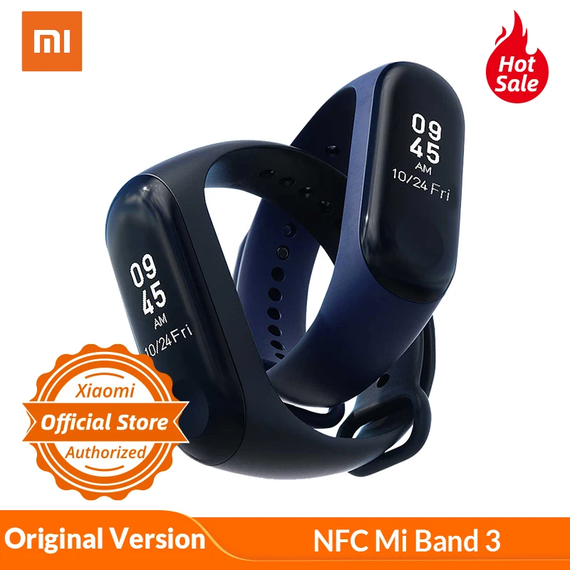 Оригинальный Xiaomi mi браслет 3 NFC Band 0 78 &quotOLED монитор сердечного ритма Bluetooth 4 2 фитнес