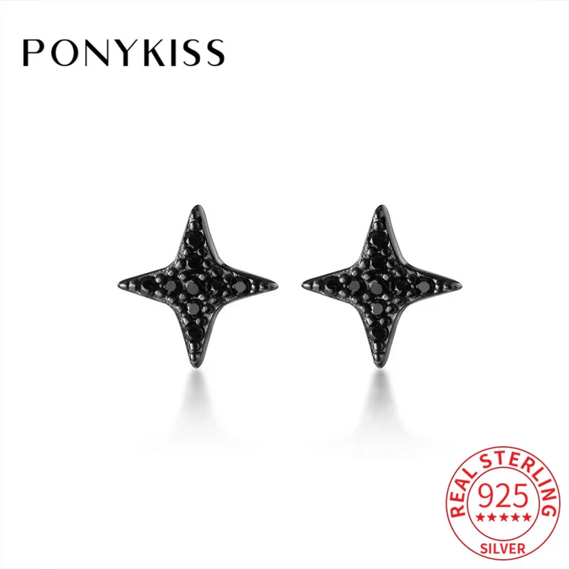 Женские серьги-гвоздики PONYKISS модные серьги из стерлингового серебра S925 с