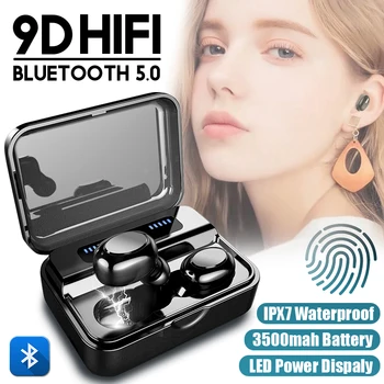 

HIFI 9D Bluetooth 5.0 Earphone Headphones wireless earphones fone PK S11 F9 TWS earbuds Headsets with Power bank for Smartphone