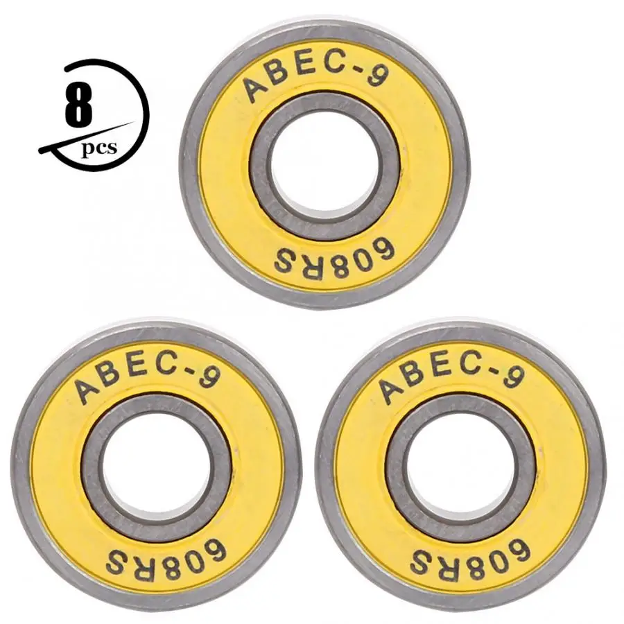 Yellow ABEC 9 8 шт. шарикоподшипник для скейтборда и скутера 608 миниатюрные роликовые подшипники для скейта комплект роликовых подшипников для скейтбординга аксессуары для скутера - Цвет: Yellow ABEC 9