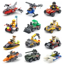 Original Mini Transportation Assembled Models Blocks Car Compatible small building block City Police Plane Bricks Toys Kid Gift