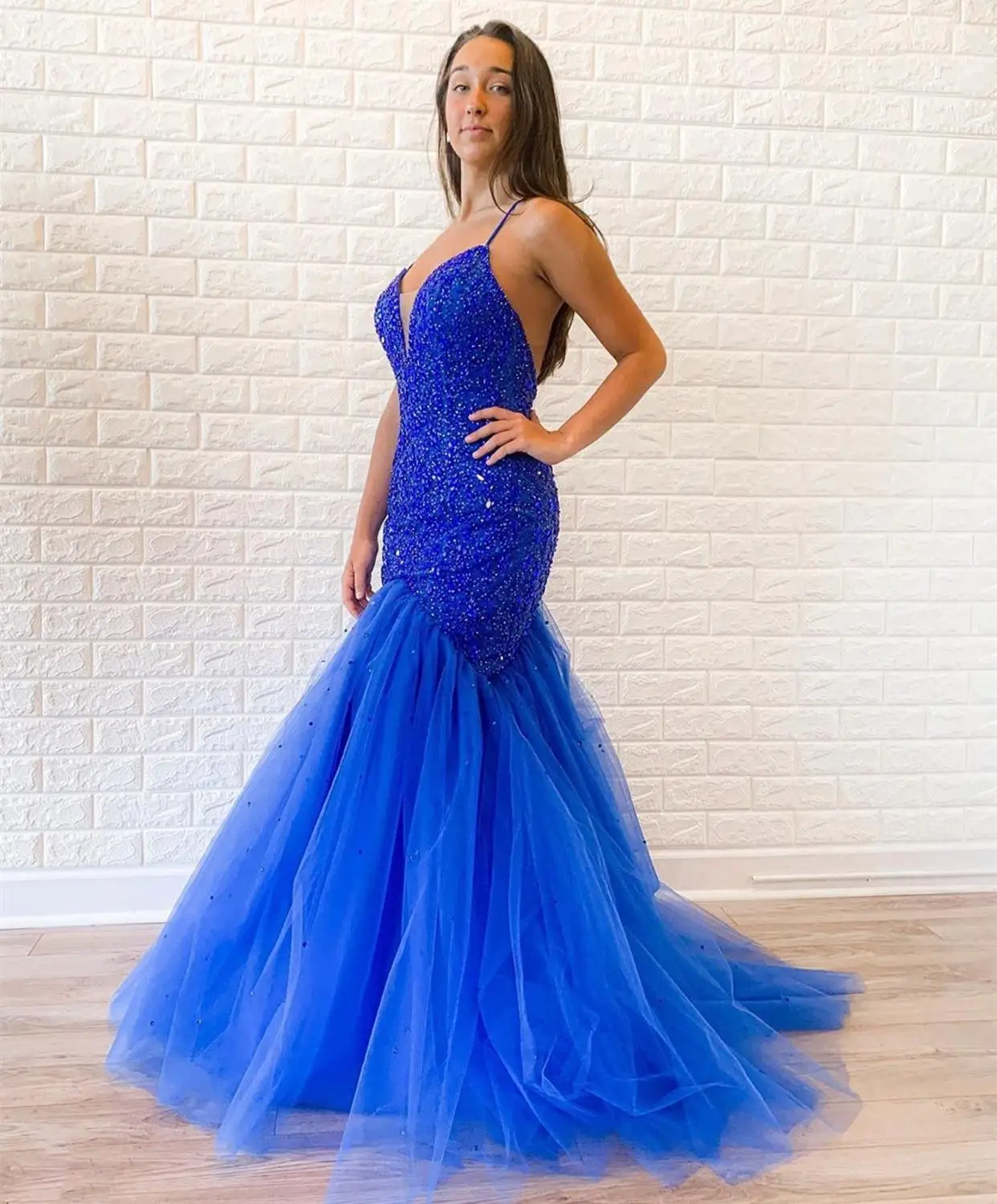 Royal blue fishtail dress Clearance