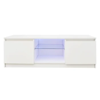 

TV Stand With Remote Control LED Lights White Modern Led Tv Cabinet With Storage Drawers Tv Stand For 65 Inch Living Room